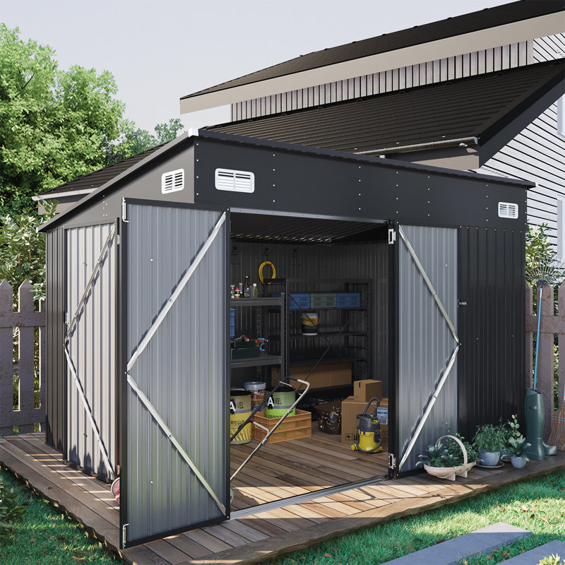 JolyDale 10 Ft. W X 8 Ft. D Metal Lean-to Storage Shed With Three